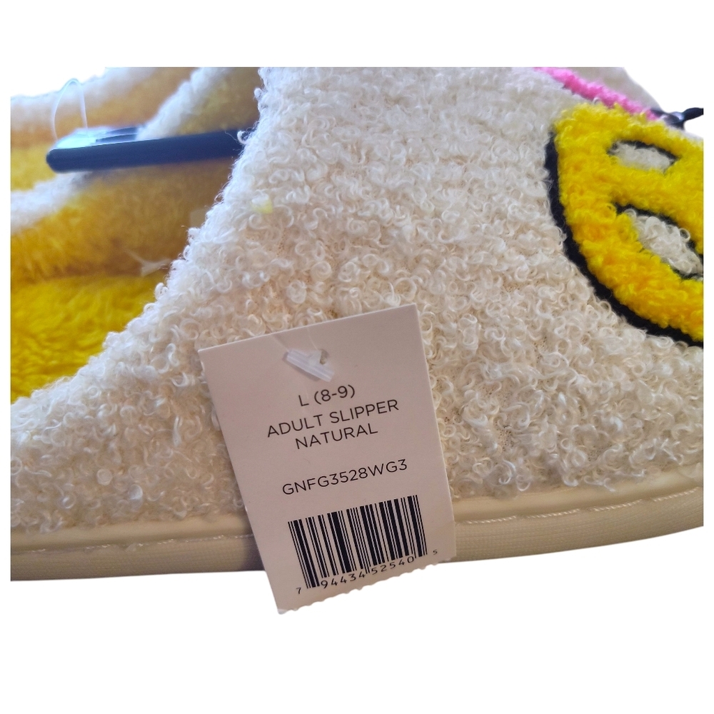 Women's Fuzzy Vibes Slippers - White Pink Yellow Size 8 - 9 - Picture 5 of 5